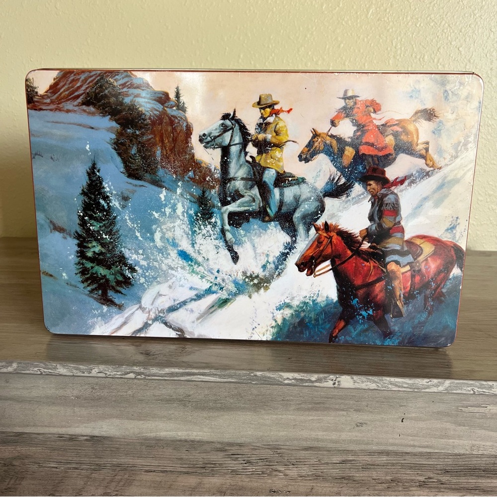 Vintage Tin Stetson Coty Cologne Collectible Western Cowboys Gift Box EMPTY READ